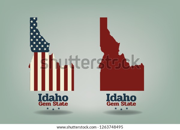 Idaho Map Nickname Gem State Vector Stock Vector Royalty Free 1263748495 Shutterstock 5095