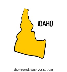 Idaho map outline, hand drawn silhouette design background