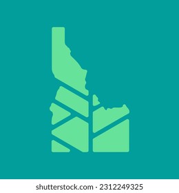 Idaho map plant leaf logo. Creative eco and nature organic logo design template.