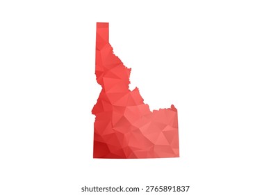 Idaho Map - Polygon Style Vector Illustration in Red Gradient, Low Poly Geometric Design, Isolated on White Background, Perfect for Infographics, Reports, and Educational Materials.