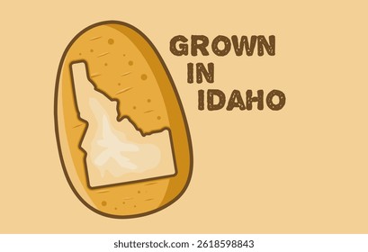 Idaho Map in Potatoes with Text Grown in Idaho Perfect for Print, Apparel, etc