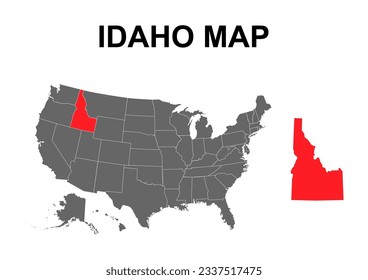 Forma de mapa de Idaho, estados unidos de américa. Icono de concepto plano, ilustración vectorial.