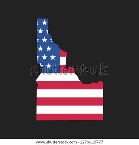 Idaho. Map of the state and American flag. Vector Illustration.