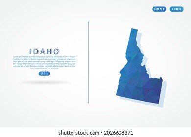 Mapa de Idaho - Mapa del estado de EE.UU. Plantilla vectorial internacional con gradiente de color azul poligonal aislado en fondo blanco - Ilustración vectorial eps 10