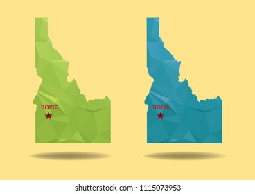 idaho map triangle polygon geometry, vector eps 10.