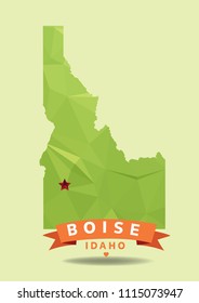 idaho map in triangle polygon, with nickname The Gem State, Vector EPS 10