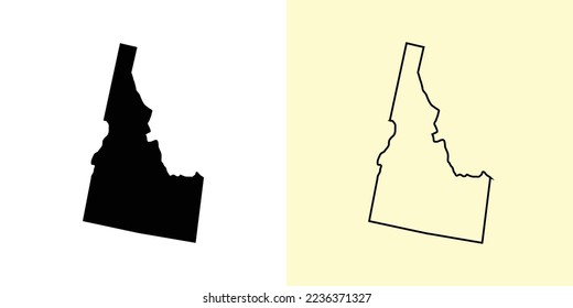 Idaho map, United States (USA), Americas. Filled and outline map designs. Vector illustration