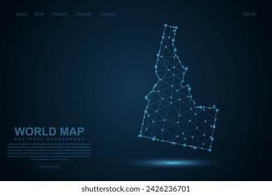 Idaho Map - USA Map mash line and point scales on blue technology background. Wire Frame 3D mesh polygonal network line, design sphere, dot and structure - Vector illustration eps 10
