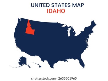 Idaho map of USA state. Idaho map vector illustration. Idaho vector map on white background.