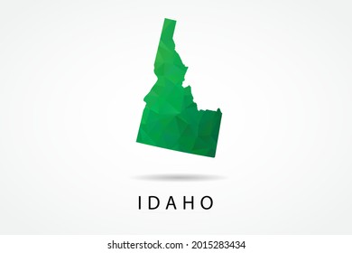 Idaho Map - USA, United States of America map, World Map International vector template, low polygon style with green color isolated on white background - Vector illustration eps 10