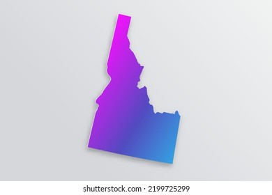 Idaho Map - USA, United States of America Map vector with 3D, paper style including shadow and Gradient blue, purple color on grey background for design, infographic - Vector illustration eps 10