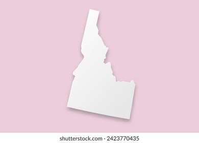 Idaho Map - USA, United States of America Map vector template with paper cut style including shadow and white color on pink background for design, website - Vector illustration eps 10