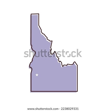 Idaho map vector illustration. Lavender colored map of northern state with the capital - Boise. United States od America, infographics, geography concepts.