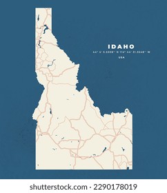 Idaho Map Vector Poster and Flyer