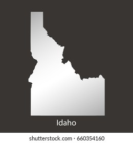 Idaho map,border with chrome,metal shine gradient. Vector illustration