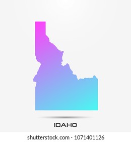Idaho map,border with pink and turquoise gradient. Vector illustration