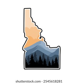 Idaho Mountain and forest silhouette with Sunset Clouds 