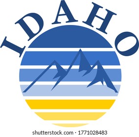 Idaho mountain and sunset label