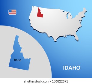 Idaho on USA map with map of the state