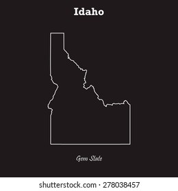 Idaho outline map, stroke. Name of state. Line style. Vector EPS8