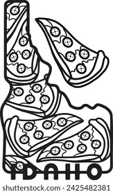 Ilustración vectorial de diseño gráfico de pizza de Idaho con un diseño de pizza