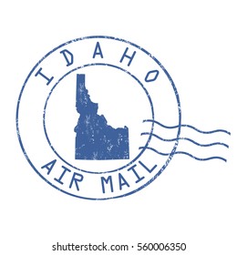 Idaho post office, air mail, grunge rubber stamp on white background, vector illustration