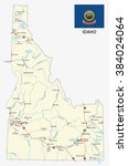 idaho road map with flag