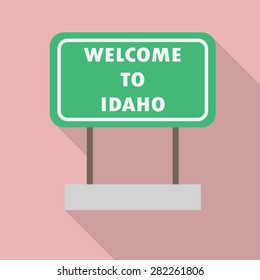 Idaho road sign. Flat style with long shadow. Vector EPS10
