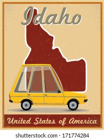 Idaho road trip vintage poster