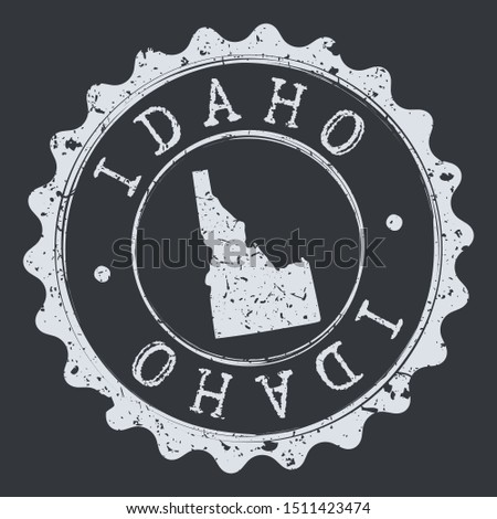 Idaho Seal Map. Silhouette Postal Passport Stamp. Round Vector Icon Postmark.