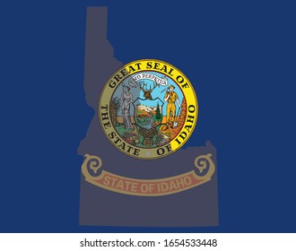 Idaho silhouette on state flag background