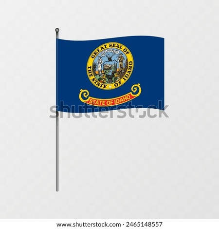 Idaho state flag on flagpole. Vector illustration.