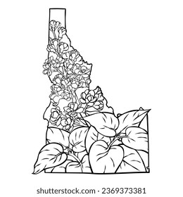 Idaho state flower, lineart vector illustration of syringa flower, fits the Idaho state map frame, cool for stickers, coloring books, t-shirts, etc.