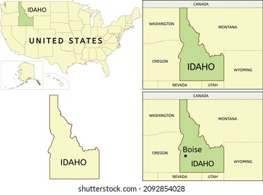 Idaho state location on map of USA