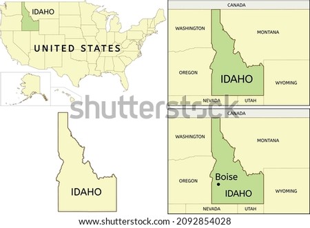 Idaho state location on map of USA