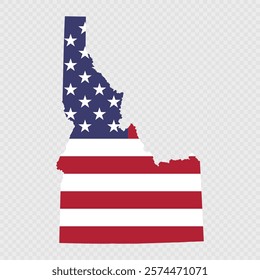 Idaho state map with American national flag.