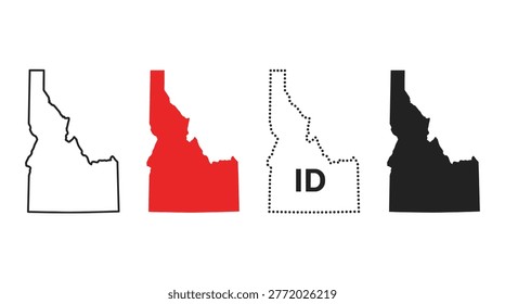 Idaho state map collection, simplified geographic vector shapes, mapping, borders, regions, geography, and boundaries