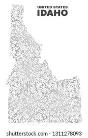Idaho State map designed with little dots. Vector abstraction in black color is isolated on a white background. Random little dots are organized into Idaho State map.