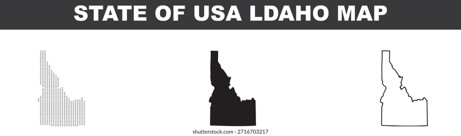 Mapa del estado de Idaho en diferentes estilos sobre fondo blanco Mapas de Estados Unidos