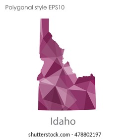 Idaho state map in geometric polygonal style.Abstract gems triangle,modern design background. Vector illustration EPS10