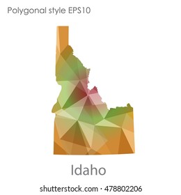 Idaho state map in geometric polygonal style.Abstract gems triangle,modern design background. Vector illustration EPS10