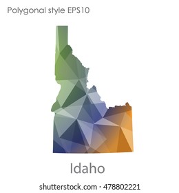 Idaho state map in geometric polygonal style.Abstract gems triangle,modern design background. Vector illustration EPS10