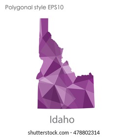 Idaho state map in geometric polygonal style.Abstract gems triangle,modern design background. Vector illustration EPS10