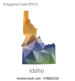 Idaho state map in geometric polygonal style.Abstract gems triangle,modern design background. Vector illustration EPS10