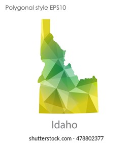 Idaho state map in geometric polygonal style.Abstract gems triangle,modern design background. Vector illustration EPS10