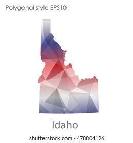 Idaho state map in geometric polygonal style.Abstract gems triangle,modern design background. Vector illustration EPS10