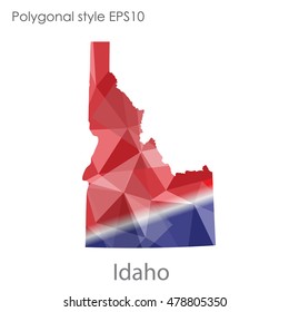 Idaho state map in geometric polygonal style.Abstract gems triangle,modern design background. Vector illustration EPS10