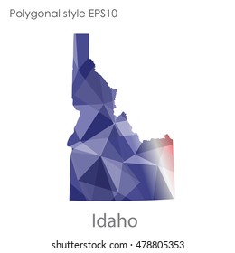 Idaho state map in geometric polygonal style.Abstract gems triangle,modern design background. Vector illustration EPS10