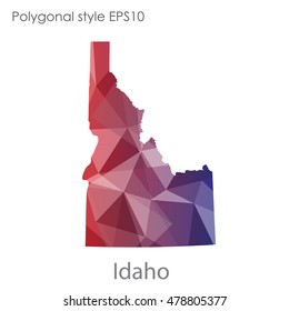 Idaho state map in geometric polygonal style.Abstract gems triangle,modern design background. Vector illustration EPS10