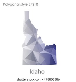 Idaho state map in geometric polygonal style.Abstract gems triangle,modern design background. Vector illustration EPS10
